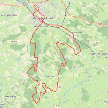 Trace GPS Les bois autour de Paray-le-Monial, itinéraire, parcours