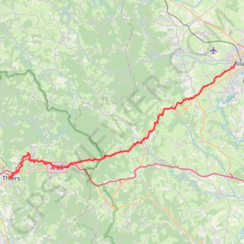 Trace GPS Roanne - Thiers, itinéraire, parcours