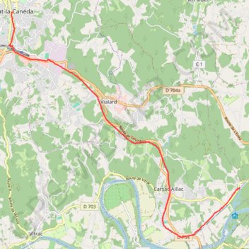Trace GPS Voie Verte Périgord Quercy - De Aillac à Sarlat-la-Canéda, itinéraire, parcours