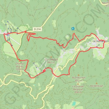 Trace GPS Du Hohwald au Champ du Feu, itinéraire, parcours