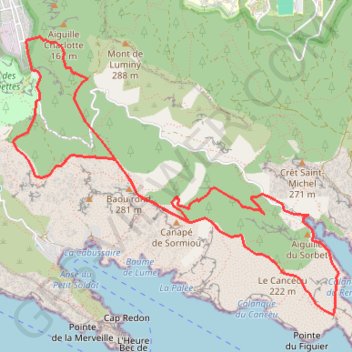 Trace GPS Des baumettes à Morgiou, itinéraire, parcours