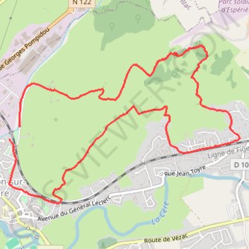 Trace GPS Route du Puy de Vaurs - Arpajon-sur-Cère, itinéraire, parcours