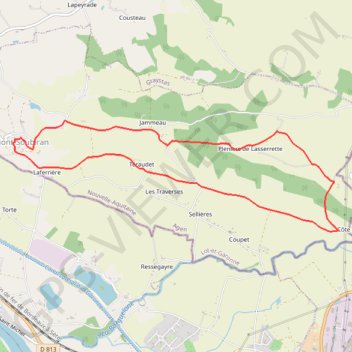 Trace GPS Clermont-Soubiran, aux portes du Tarn-et-Garonne - Pays de l'Agenais, itinéraire, parcours