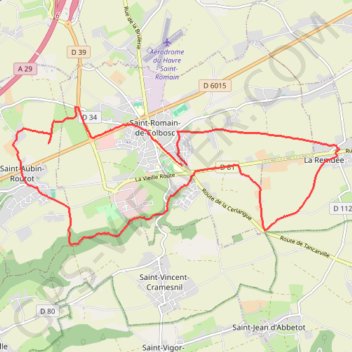 Trace GPS Porte rouge Saint Romain de colbosc, itinéraire, parcours