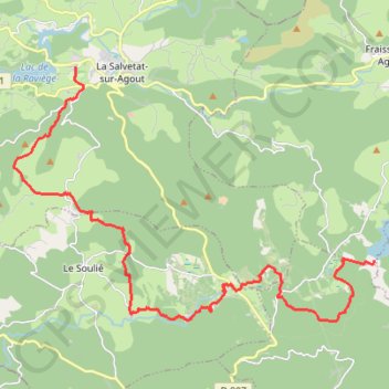 Trace GPS Grande Traversée de l'Hérault - itinéraire Nord - du Lac de Vésoles au Lac de la Raviège, itinéraire, parcours