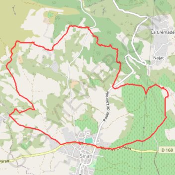 Trace GPS Siran - campagne de Centeilles - bois de La Martelle, itinéraire, parcours