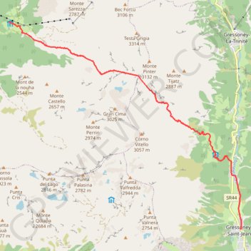 Trace GPS Val d'Aoste Alta Via 1 étape 6, itinéraire, parcours