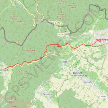 Trace GPS GR 53 Wissembourg - Climbach, itinéraire, parcours