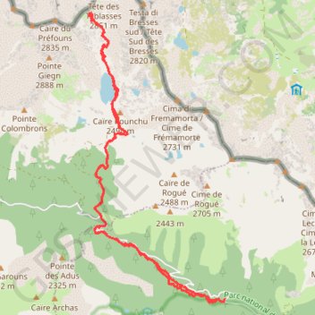 Trace GPS Lac Nègre - Pas du Préfouns, itinéraire, parcours