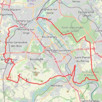 Trace GPS Epinay sur Orge, Vert-le-Grand par Foret de Senart, itinéraire, parcours