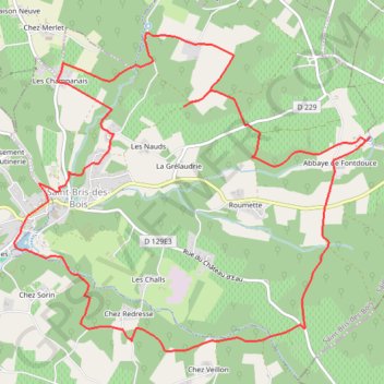 Trace GPS Les 7 sources - Saint-Bris-des-Bois, itinéraire, parcours
