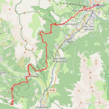 Trace GPS Briançon-vallon de Fournel, itinéraire, parcours