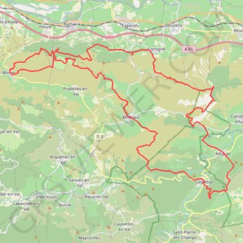 Trace GPS Miramont - Alaric - Lagrasse, itinéraire, parcours