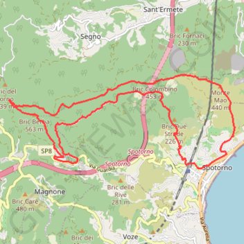 Trace GPS Giro spotorno, itinéraire, parcours
