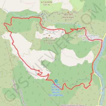 Trace GPS Les Plos - Saint Guilhem - Les Fenestrettes - La Croix de Fer, itinéraire, parcours