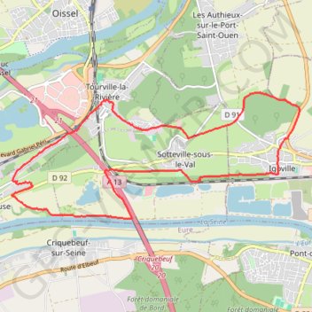 Trace GPS Rando Igoville (départ Tourville), itinéraire, parcours