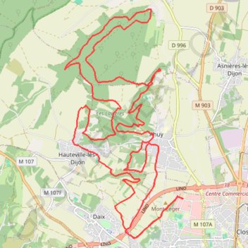 Trace GPS Autour de Dijon, itinéraire, parcours