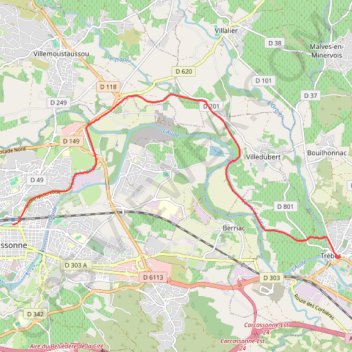 Trace GPS Carcassonne, itinéraire, parcours