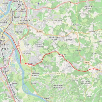 Trace GPS Bordeaux / Créon, itinéraire, parcours