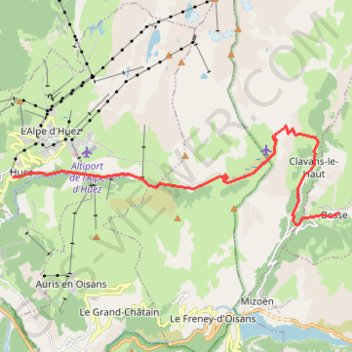 Trace GPS Tour des Écrins, de Huez à Besse, itinéraire, parcours