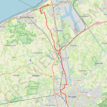Trace GPS Van Sint-Michiels naar Blankenberge, itinéraire, parcours
