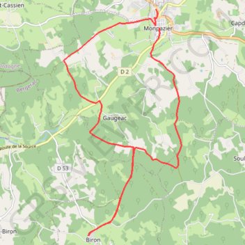 Trace GPS Monpazier - Biron - Monpazier, itinéraire, parcours