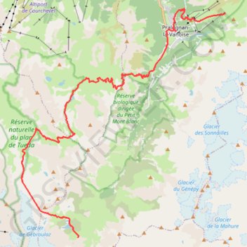 Trace GPS Gr5 par Petit Mont Blanc, itinéraire, parcours