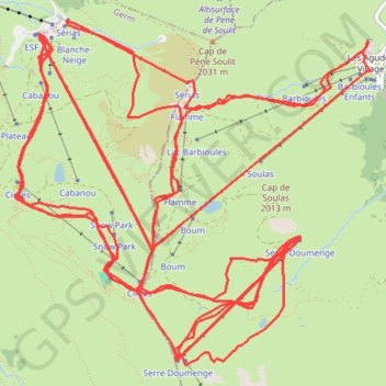 Trace GPS Journée de ski à Peyragude, itinéraire, parcours
