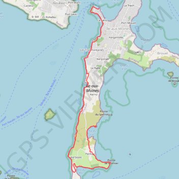 Trace GPS Île aux moines, itinéraire, parcours
