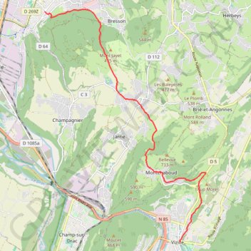 Trace GPS Sur les Pas des Huguenots - Vizille - Echirolles, itinéraire, parcours