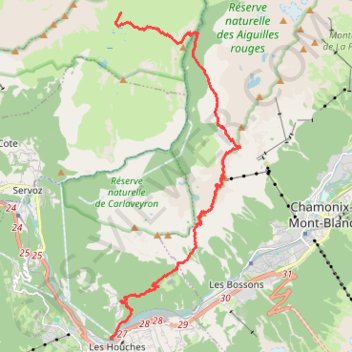 Trace GPS GR5 - Refuge Moede Anterne - Les Houches (gare), itinéraire, parcours