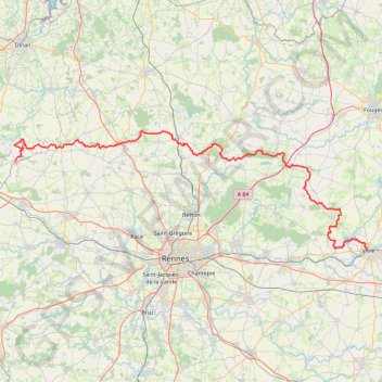 Trace GPS GR 37 : De Vitré à Médréac (Ille-et-Vilaine), itinéraire, parcours