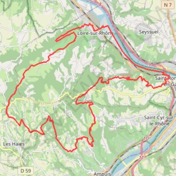 Trace GPS Autour de Loire-sur-Rhone par la Croix Régis, itinéraire, parcours
