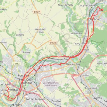 Trace GPS Cergy Parmain Berges de l'Oise, itinéraire, parcours