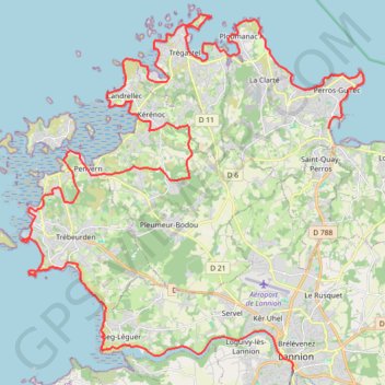 Trace GPS Côte de granit rose, itinéraire, parcours