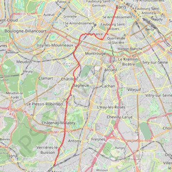 Trace GPS Massy - Paris Saint Michel, itinéraire, parcours