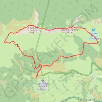 Trace GPS Soum d'Andorre et Soum de Conques, itinéraire, parcours