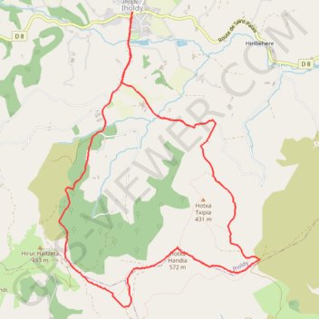 Trace GPS Hocha Handia depuis le village d' Iholdy, itinéraire, parcours