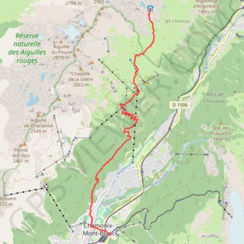 Trace GPS Traversée des Aiguilles Rouges : Lac Blanc - Chamonix, itinéraire, parcours