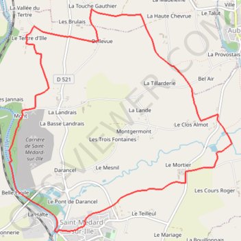 Trace GPS Sentier de Saint-Médard-sur-Ille, itinéraire, parcours