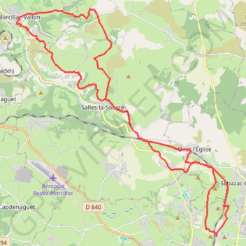 Trace GPS D'Onet-le-Château à Macillac, itinéraire, parcours