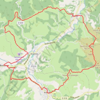 Trace GPS Piémont de Barétous en VTT, itinéraire, parcours