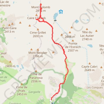 Trace GPS Mont Colomb (Gordolasque), itinéraire, parcours