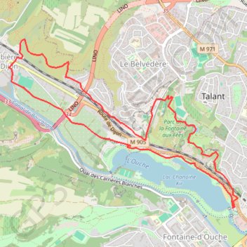 Trace GPS Dijon (Lac KIR) - Talant, itinéraire, parcours