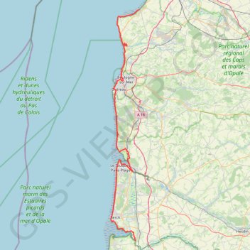 Trace GPS GR120 De Wissant à Le Pas d'Authie (Pas-de-Calais), itinéraire, parcours