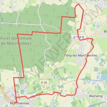 Trace GPS Marchiennes (59), itinéraire, parcours