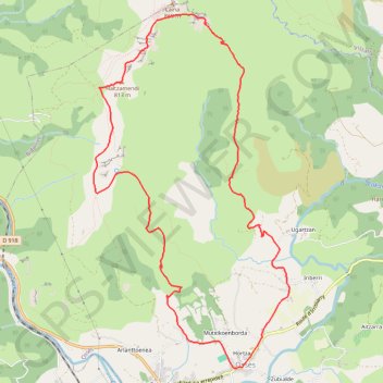 Trace GPS Haltzamendi - Circuit en boucle au départ d'Ossès, itinéraire, parcours