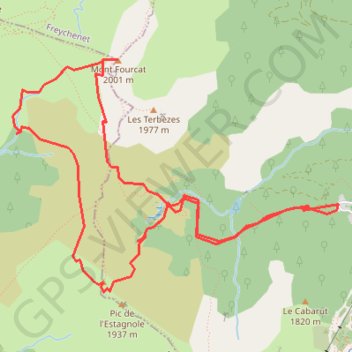 Trace GPS Mont Fourcat et Sommet de l'Estagnole par les Monts d'Olmes, itinéraire, parcours