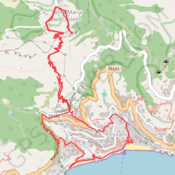 Trace GPS Positano - Santa Maria al Castello - Spiaggia di Fornillo, itinéraire, parcours