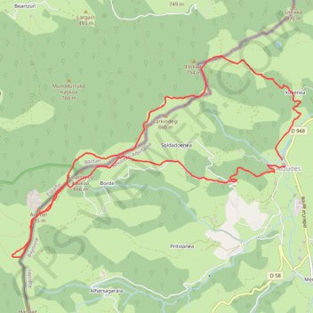 Trace GPS Harguibel Crête Peña de Alba depuis Les Aldudes, itinéraire, parcours